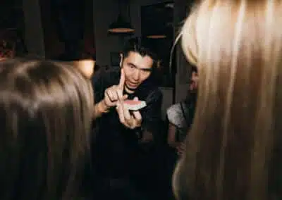 Perth magician Toby Z. performing live magic at an event.