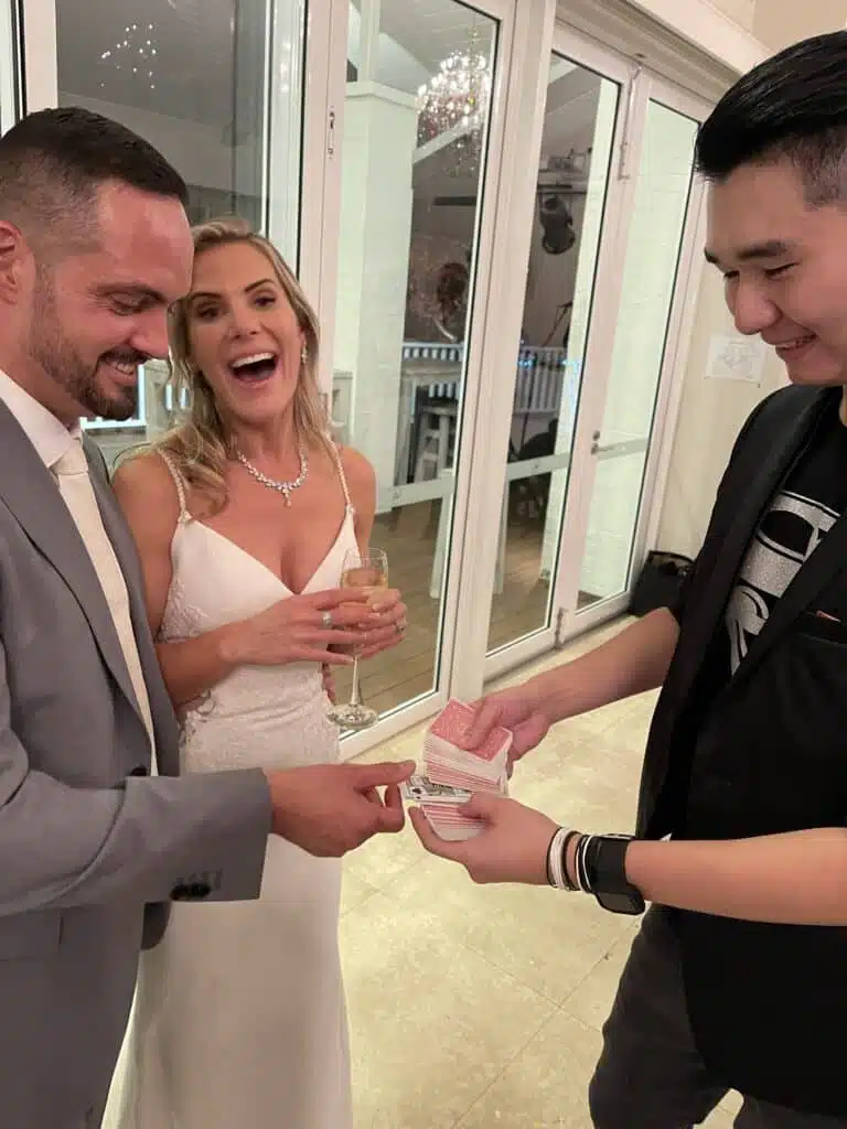 Wedding magician Perth performing Close-up magic